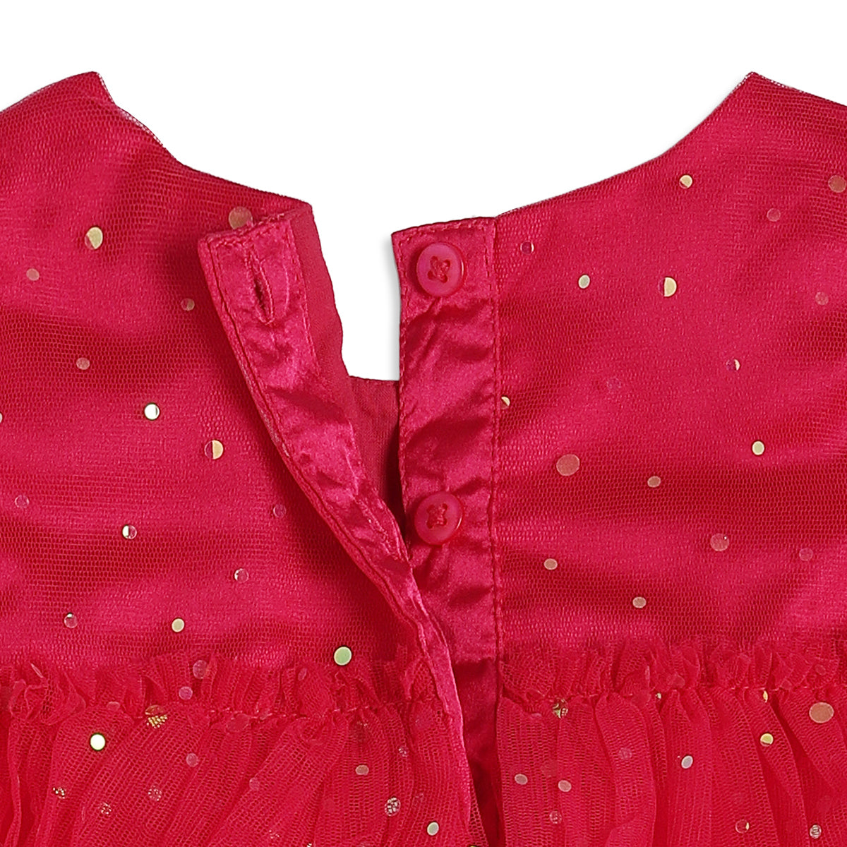Baby Girls Pink Shimmer Net Fit and Flare Party Dress Regular Fit Western Wear