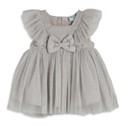 Baby Girls Grey Shimmer Net Fit and Flare Party Dress Regular Fit Western Wear