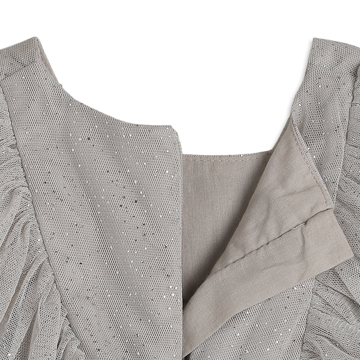 Baby Girls Grey Shimmer Net Fit and Flare Party Dress Regular Fit Western Wear