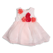 Baby Girls Pink Floral Applique Fit and Flare Party Dress Regular Fit Western Wear