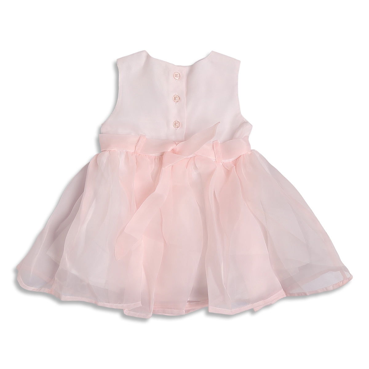 Baby Girls Pink Floral Applique Fit and Flare Party Dress Regular Fit Western Wear