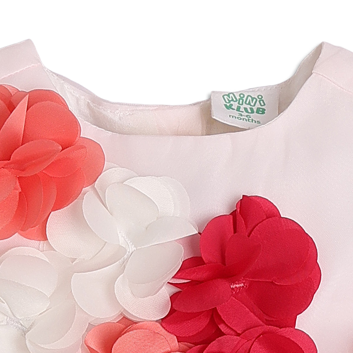 Baby Girls Pink Floral Applique Fit and Flare Party Dress Regular Fit Western Wear
