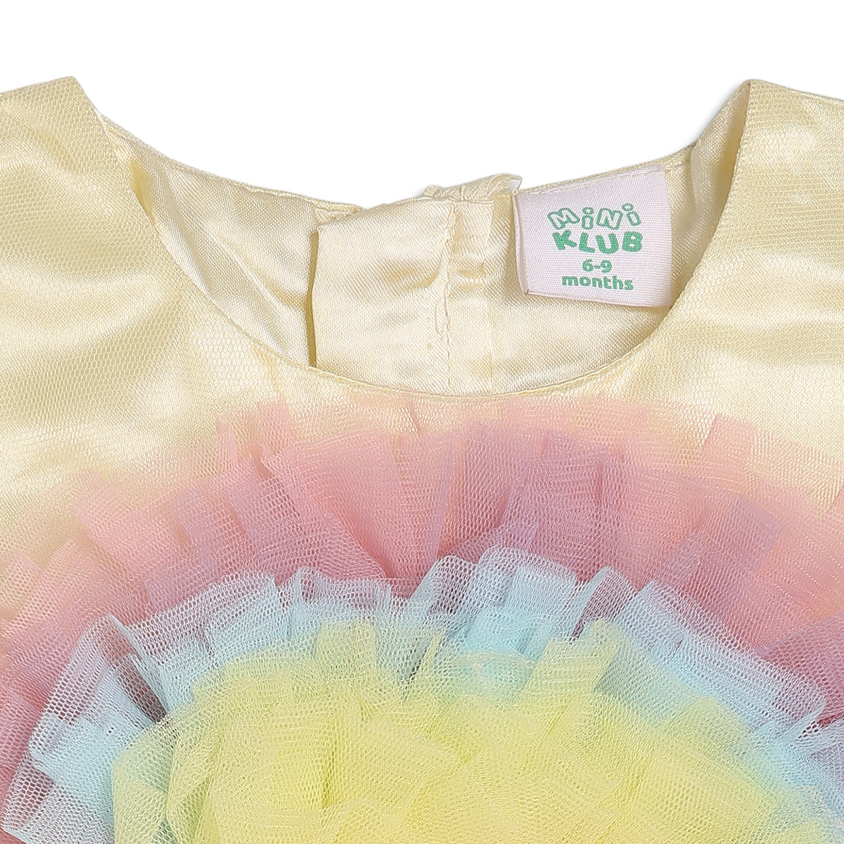 Baby Girls Yellow, Pink, Blue and Purple Rainbow Tulle Party Dress Regular Fit Sleeveless Western Wear
