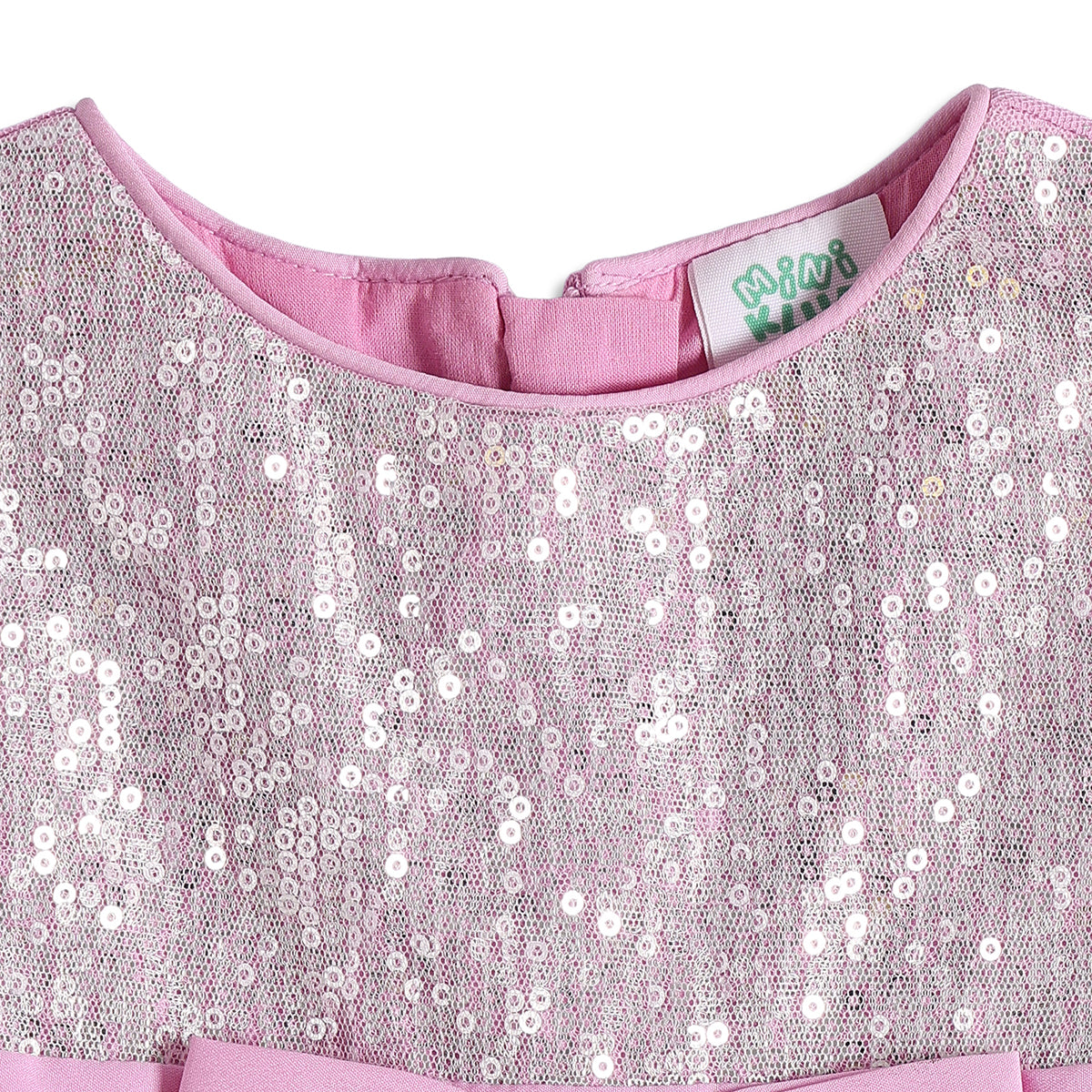 Baby Girls Pink Sequinned Layered Tulle Party Dress Regular Fit Sleeveless Western Wear
