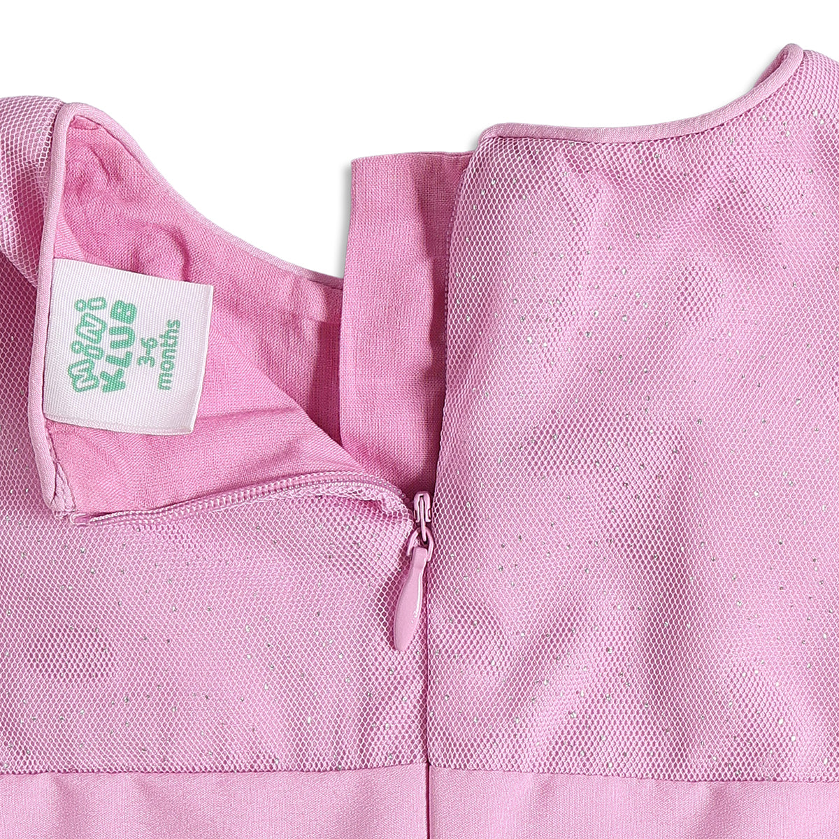 Baby Girls Pink Sequinned Layered Tulle Party Dress Regular Fit Sleeveless Western Wear