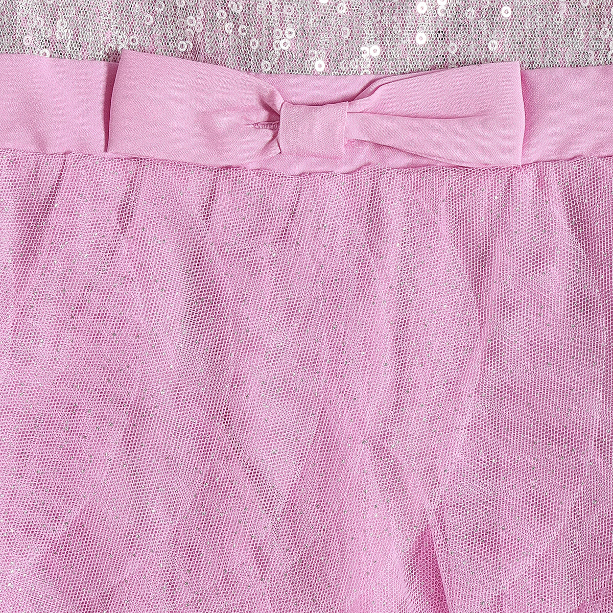 Baby Girls Pink Sequinned Layered Tulle Party Dress Regular Fit Sleeveless Western Wear