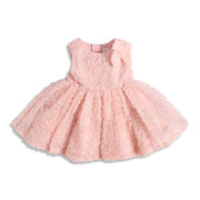 Baby Girls Peach Floral Textured Fit and Flare Party Dress Regular Fit Sleeveless Western Wear