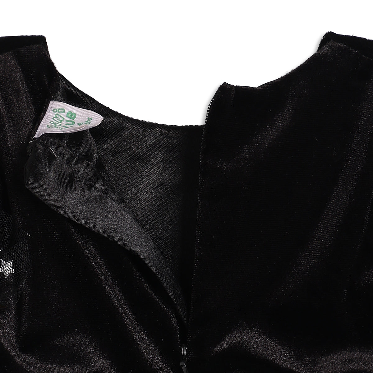 Baby Girls Black and Gold Star Printed Velvet Fit and Flare Party Dress Regular Fit Western Wear