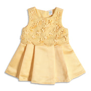 Baby Girls Yellow Floral Applique Fit and Flare Party Dress Regular Fit Sleeveless Western Wear