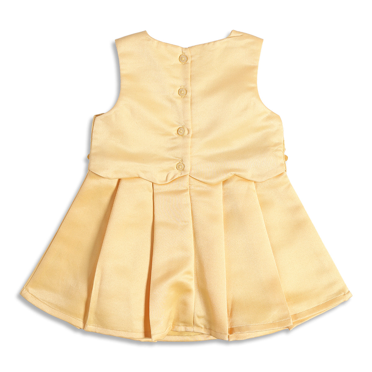 Baby Girls Yellow Floral Applique Fit and Flare Party Dress Regular Fit Sleeveless Western Wear