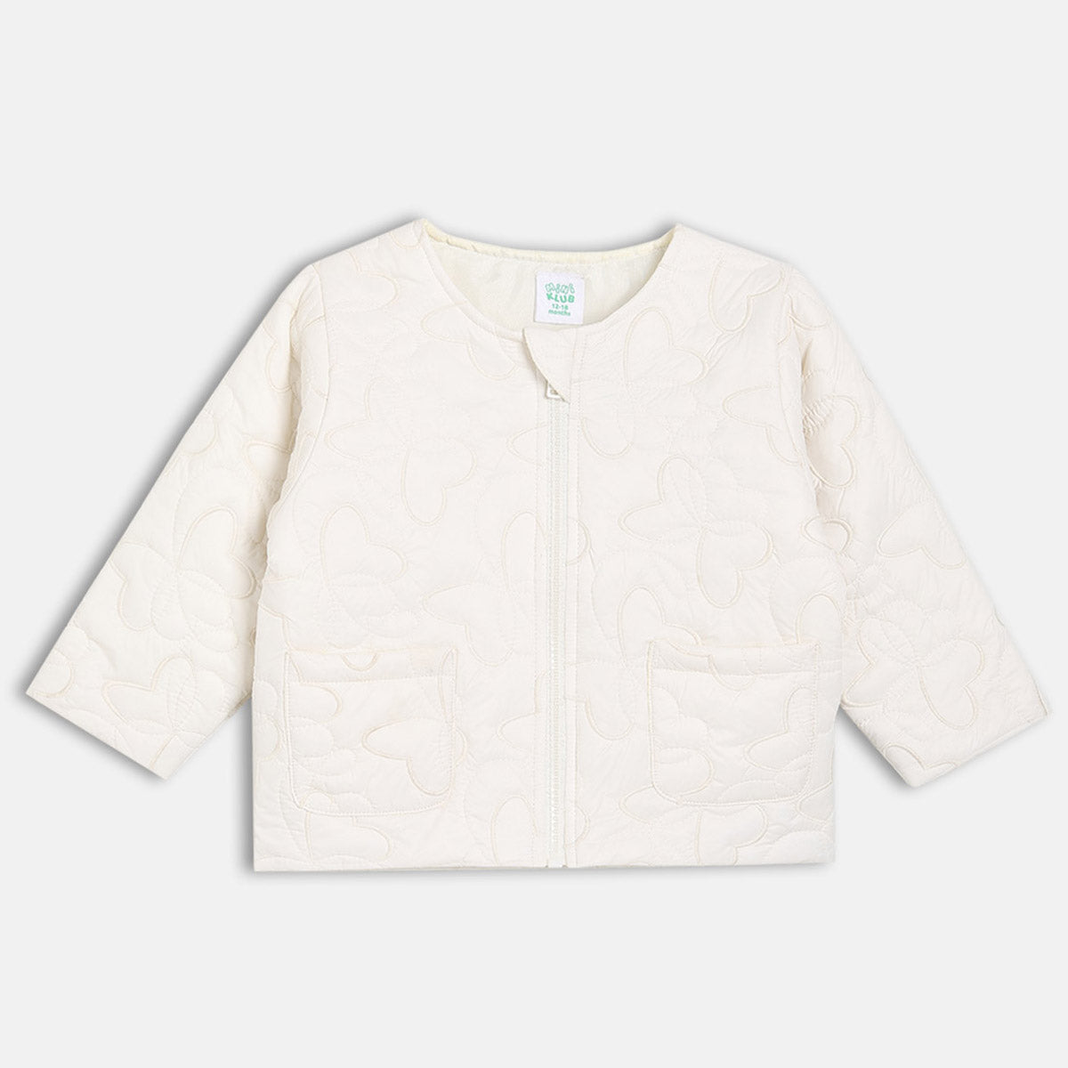 Girls White Front Open Solid Jacket