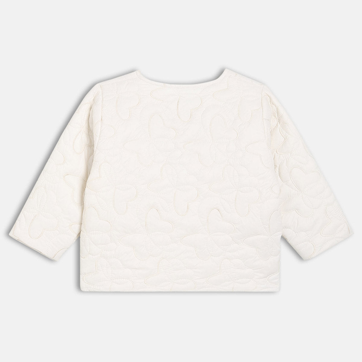 Girls White Front Open Solid Jacket