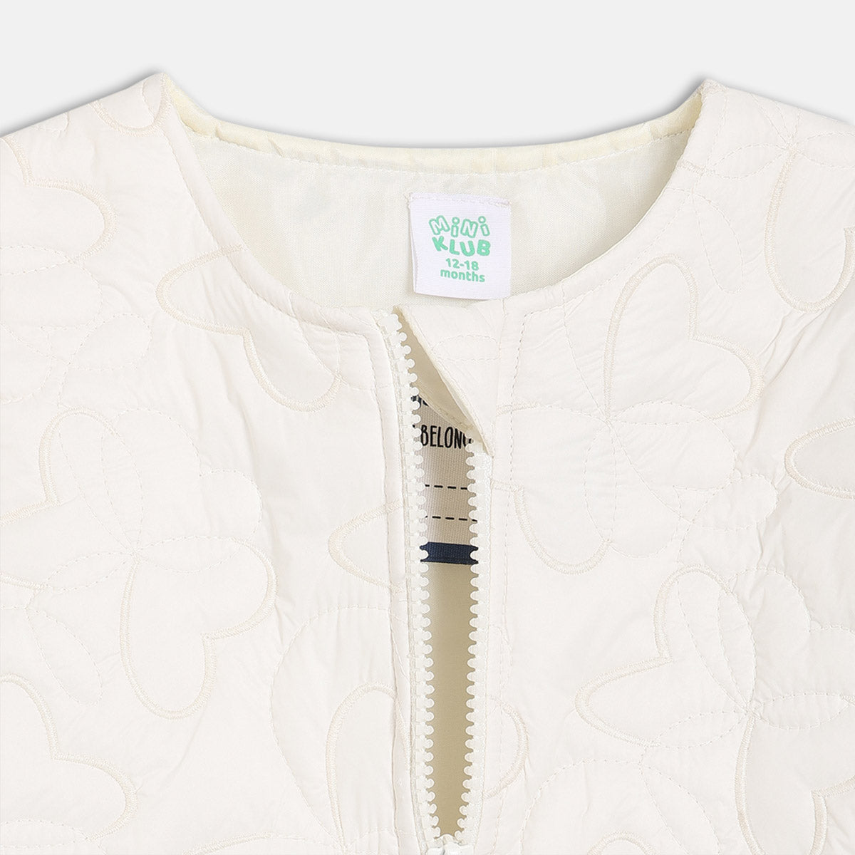Girls White Front Open Solid Jacket