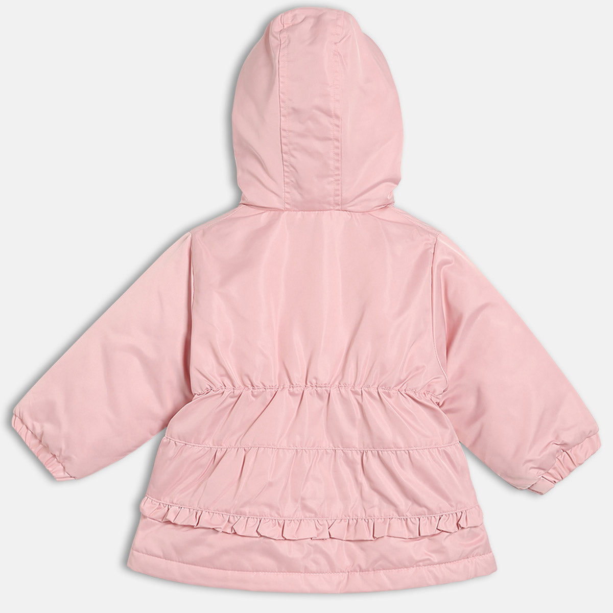 Girls Pink Hooded Full Sleeve Jacket