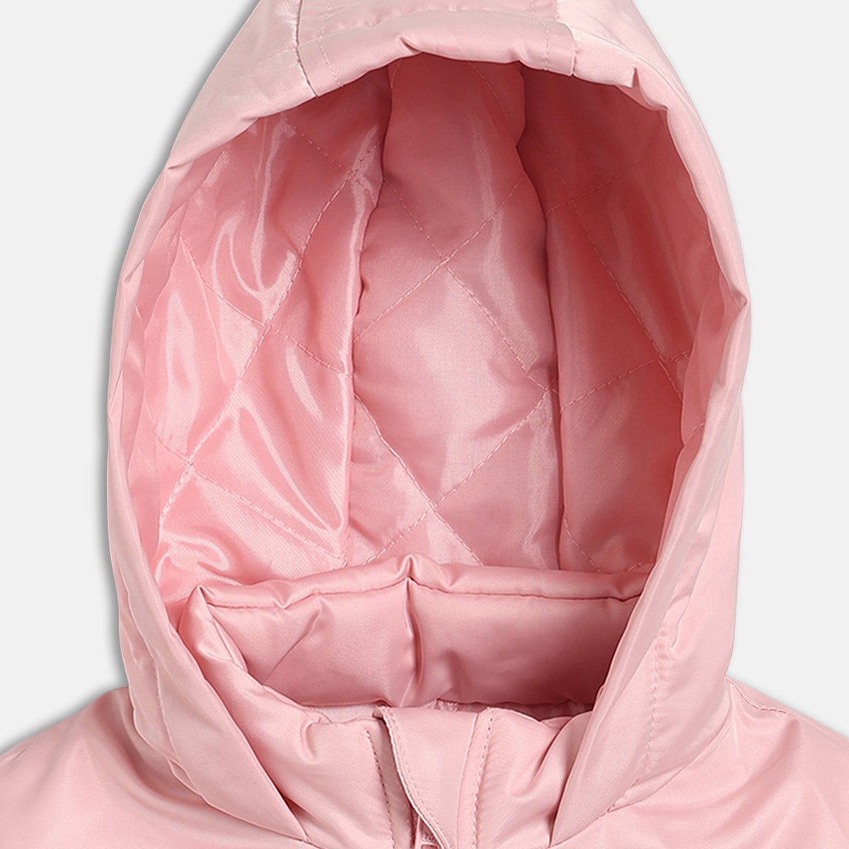 Girls Pink Hooded Full Sleeve Jacket
