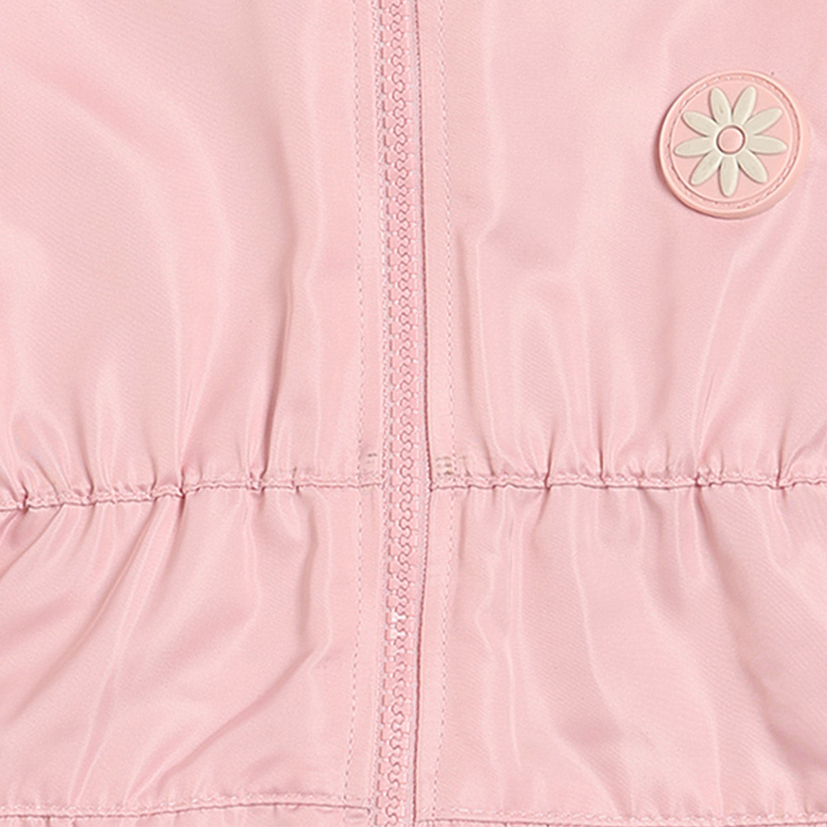 Girls Pink Hooded Full Sleeve Jacket
