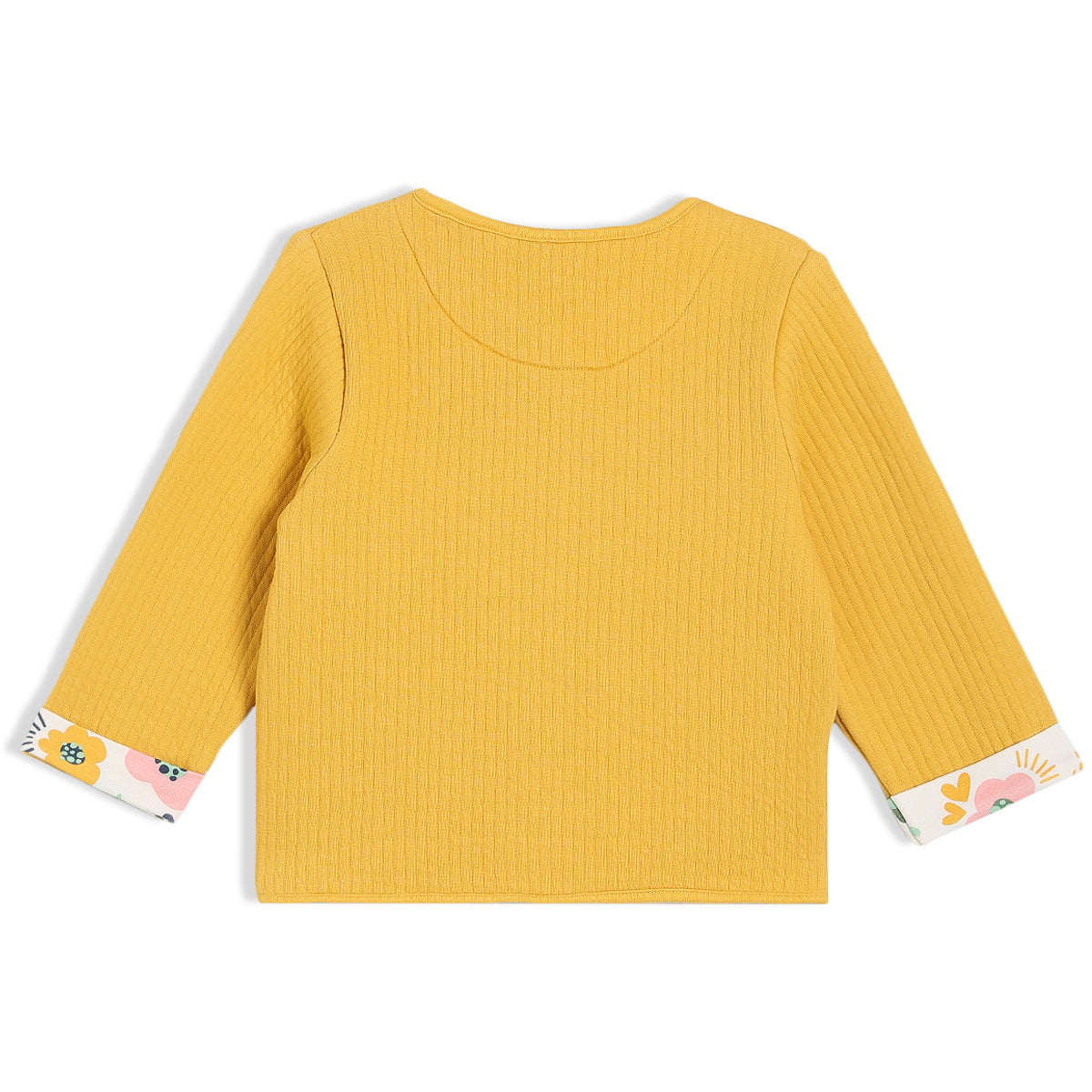 Girls Yellow Round Neck Full Sleeve Jacket