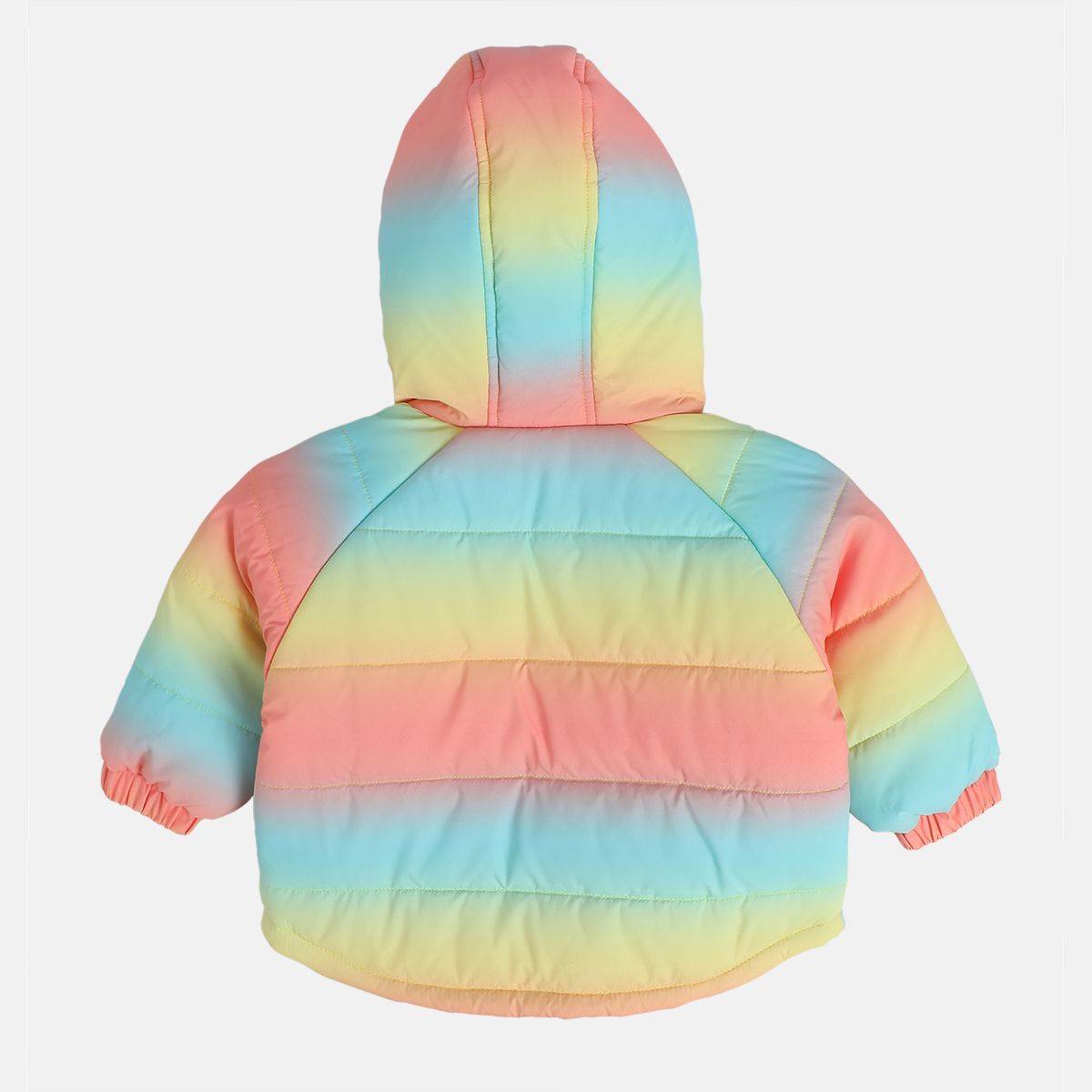 Girls Cotton Full Sleeves Ombre Printed Jacket - Blue & Pink