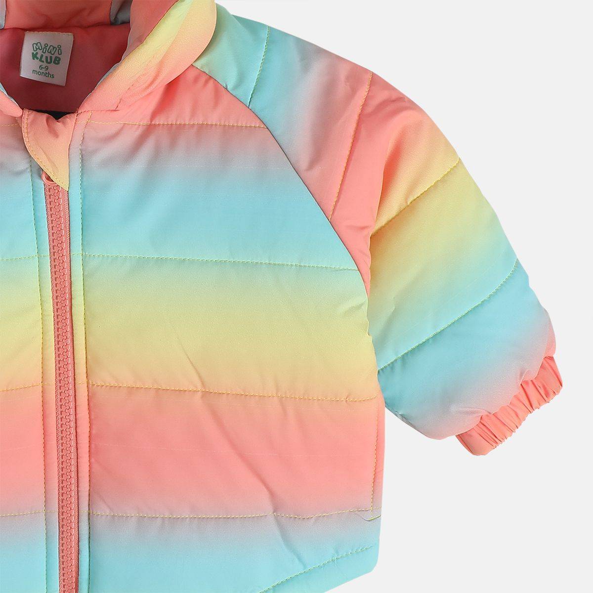 Girls Cotton Full Sleeves Ombre Printed Jacket - Blue & Pink