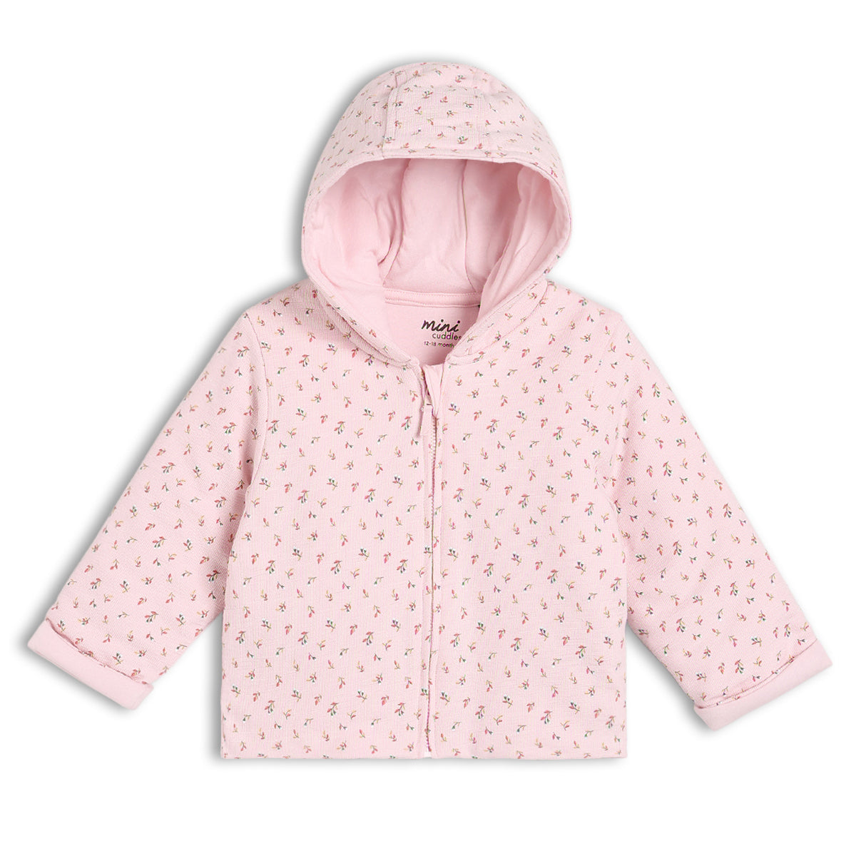 Pink Baby Girls Hooded Full Sleeve Jacket