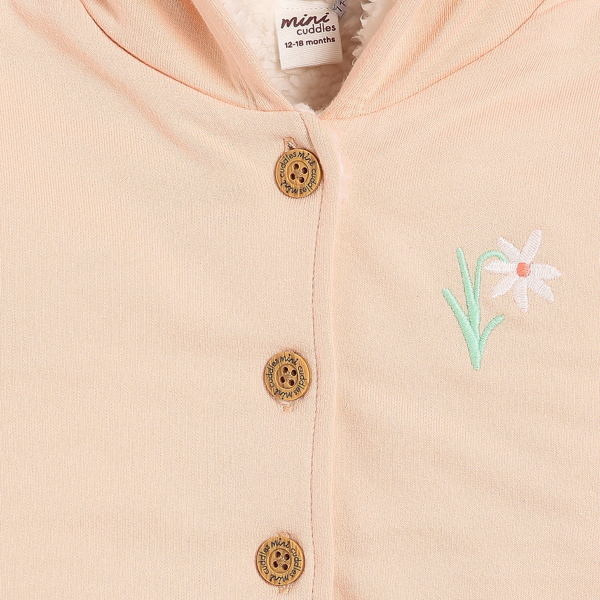 Baby Girls Hooded Jacket, Peach