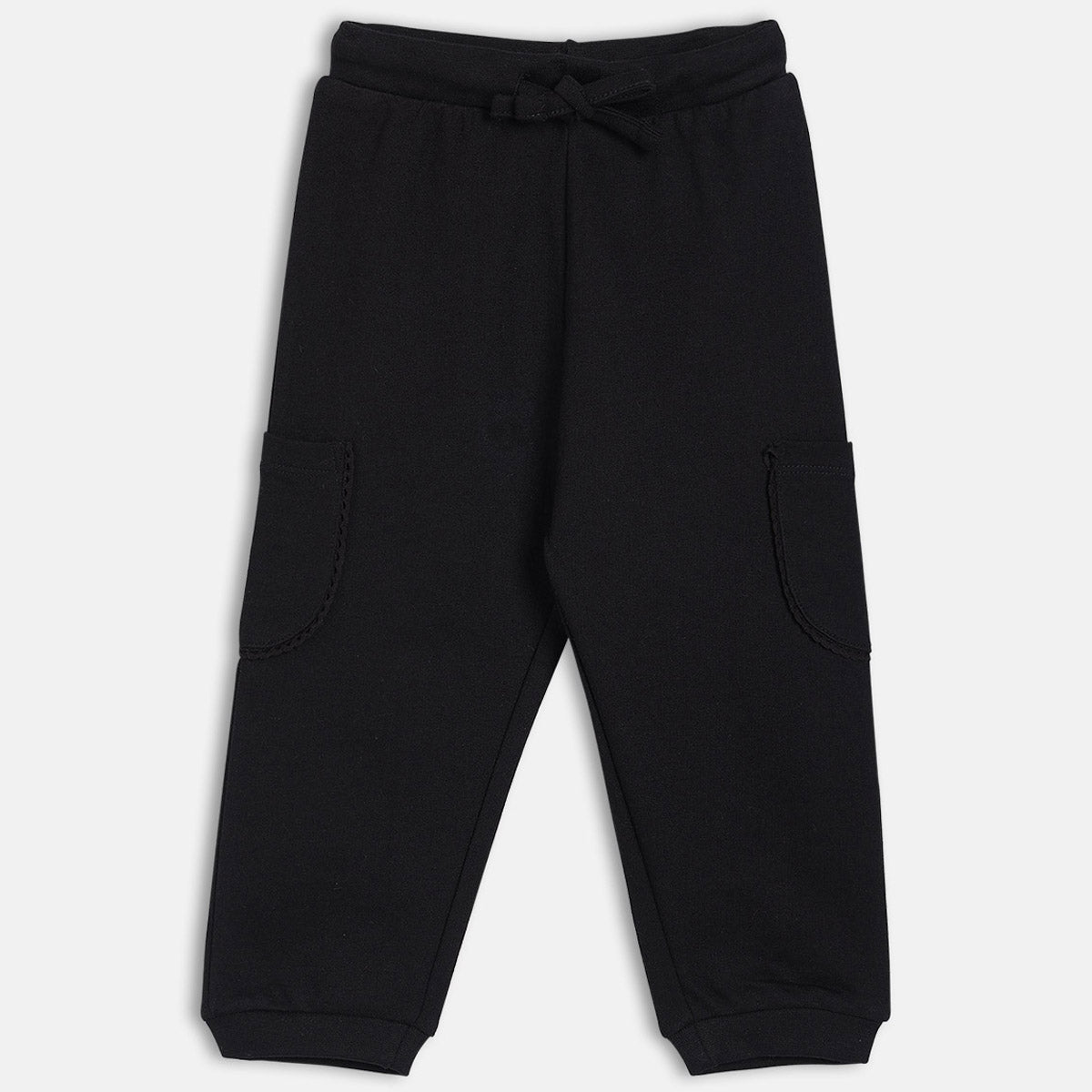 Girls Black Solid Jogger