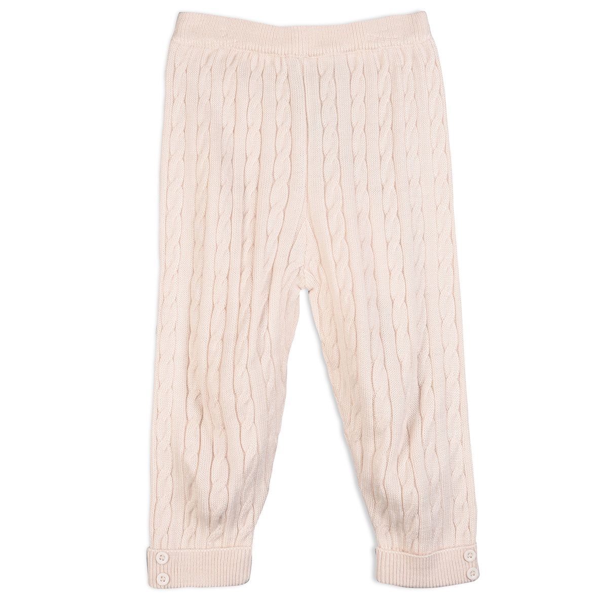 Girls Cotton Solid Knit Bottom - White