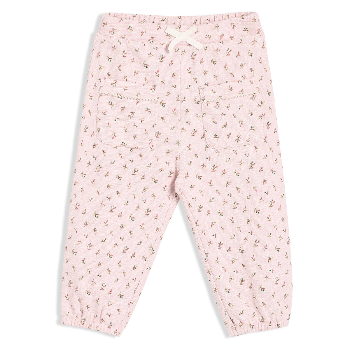 Girls Pink Adjustable Waistband Full Length Knit Bottom
