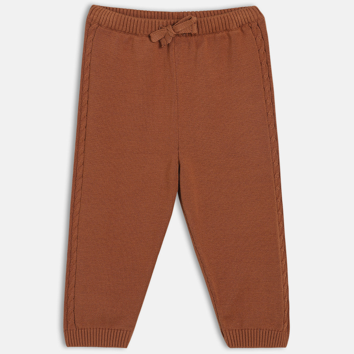 Boys Brown Elasticated Full Length Knit Bottom