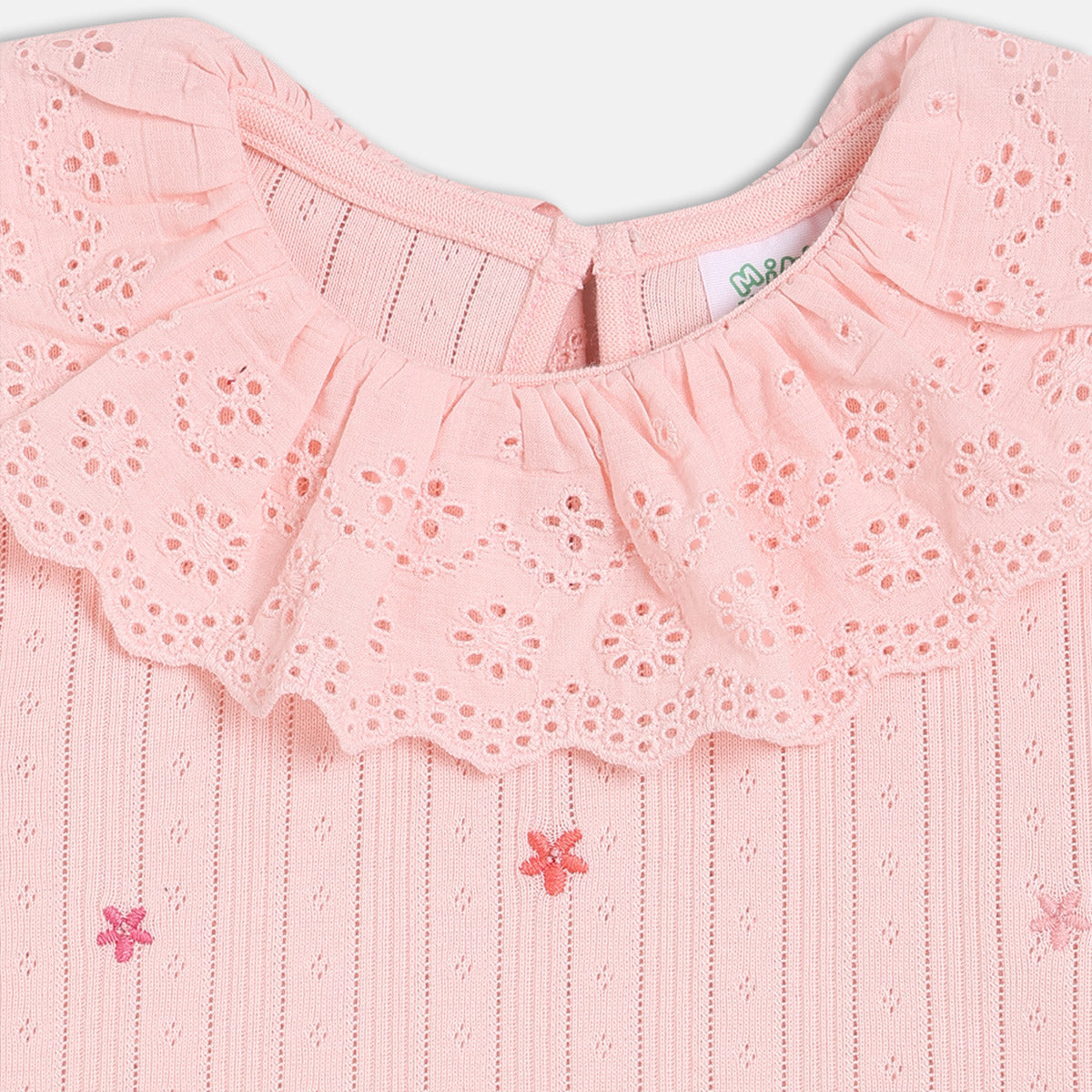 Girls Pink Collar Full Sleeve Knit Top