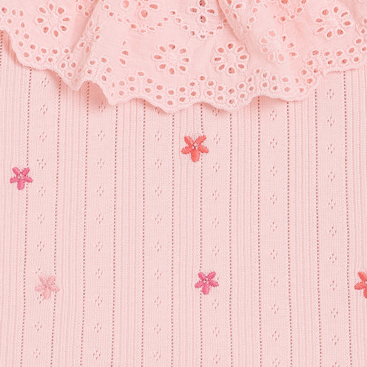 Girls Pink Collar Full Sleeve Knit Top