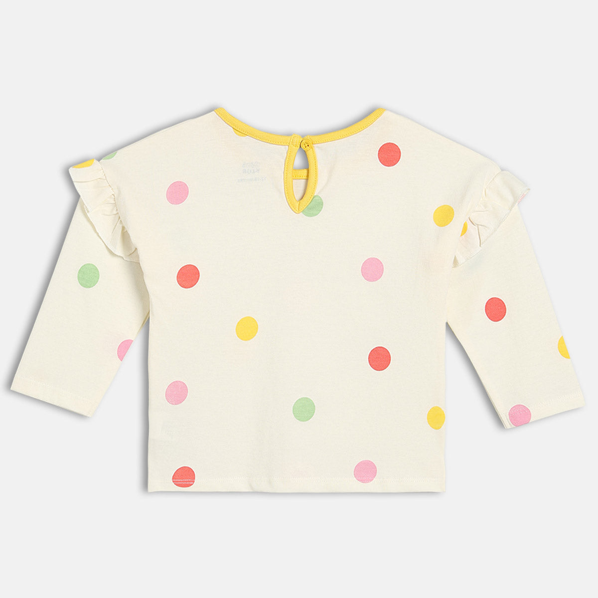 Girls Cotton Full Sleeves Polka Dots Printed Top - White