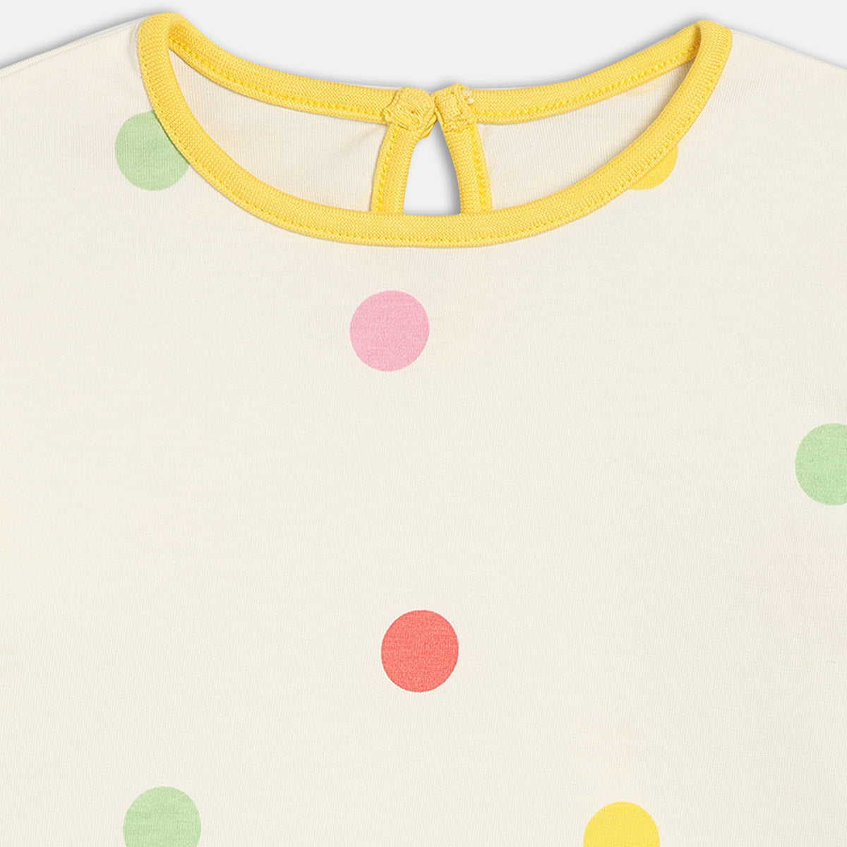 Girls Cotton Full Sleeves Polka Dots Printed Top - White