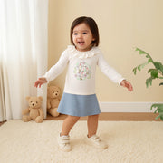 Baby Girls Duck Printed Top, White