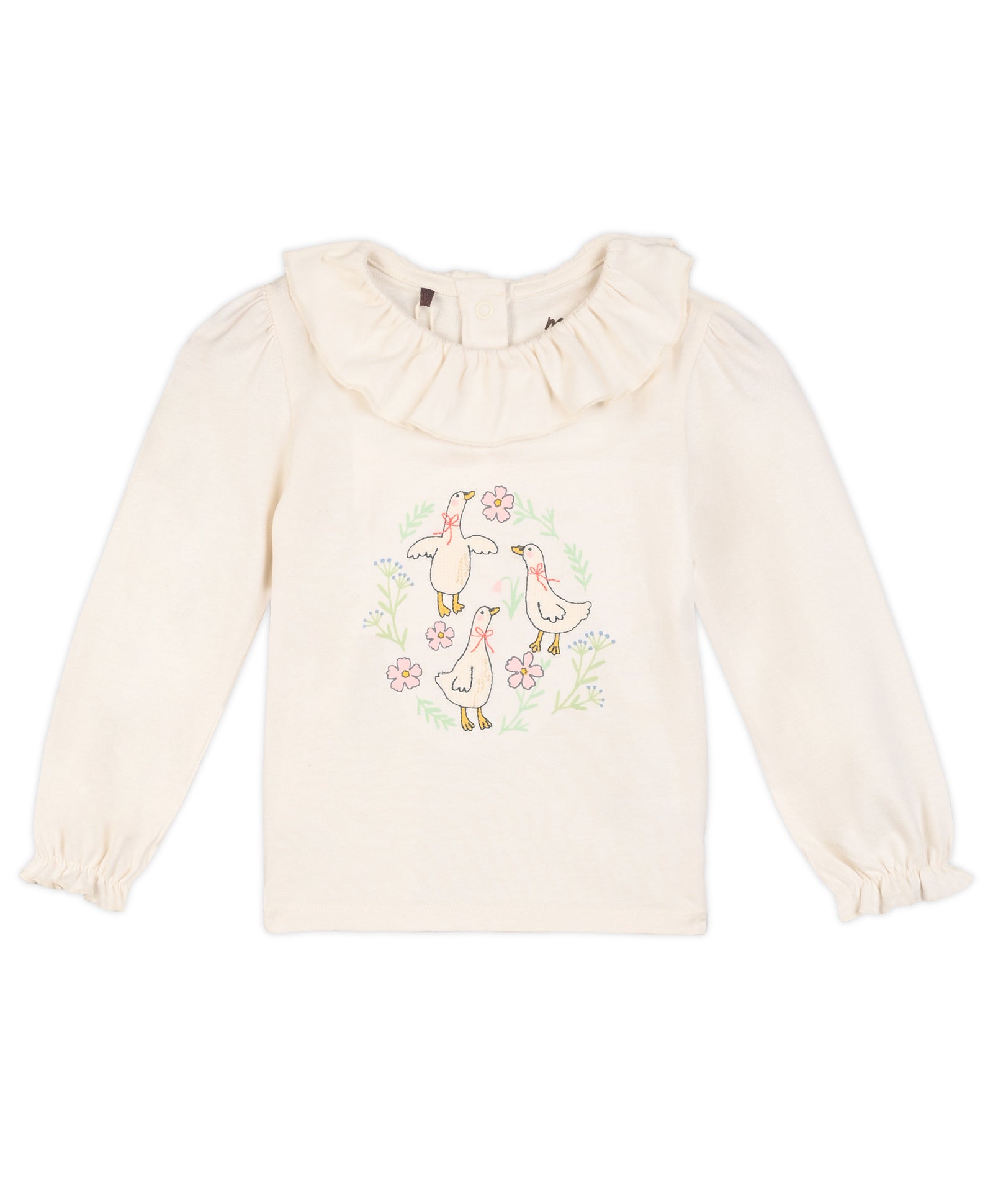 White Baby Girls Round Neck Full Sleeve Knit Top