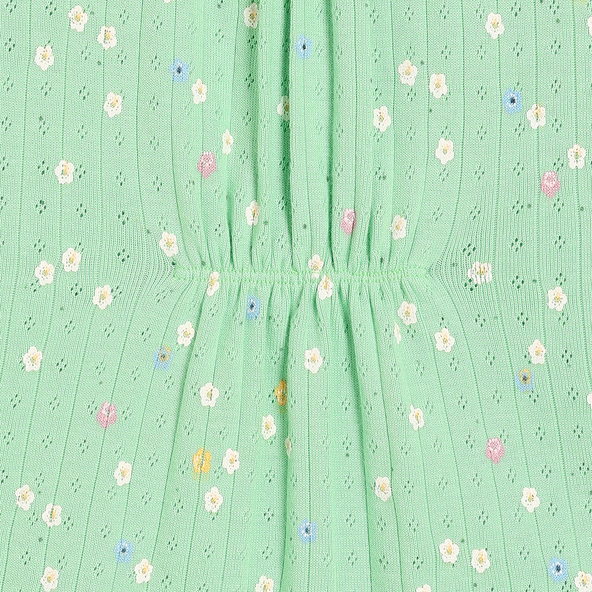 Girls Green Round Neck Full Sleeve Knit Top