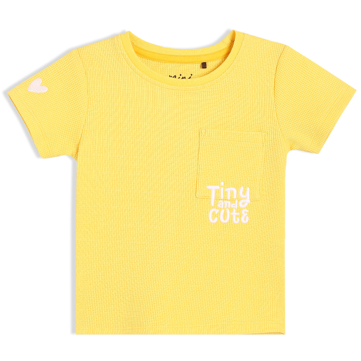 Girls Yellow Round Neck Half Sleeve Knit Top