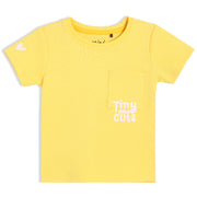 Girls Yellow Round Neck Half Sleeve Knit Top