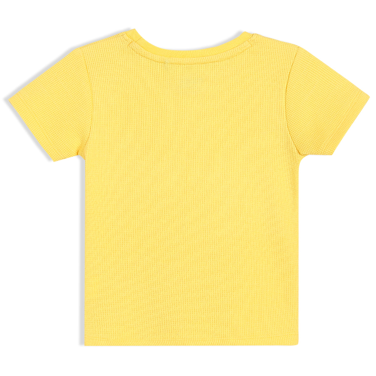 Girls Yellow Round Neck Half Sleeve Knit Top