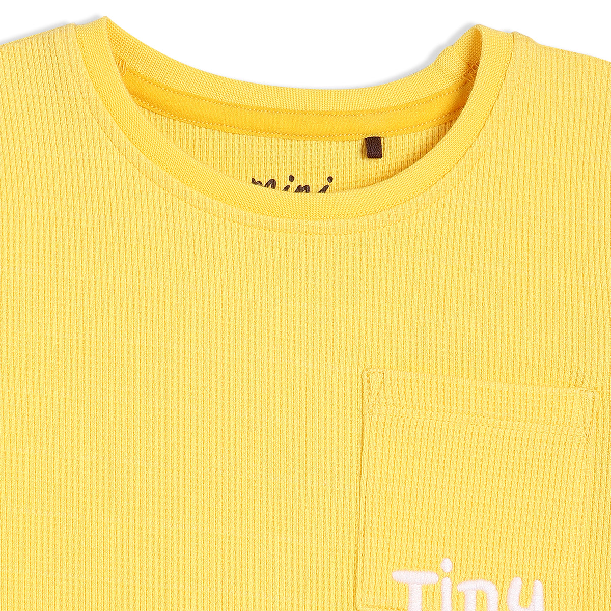 Girls Yellow Round Neck Half Sleeve Knit Top