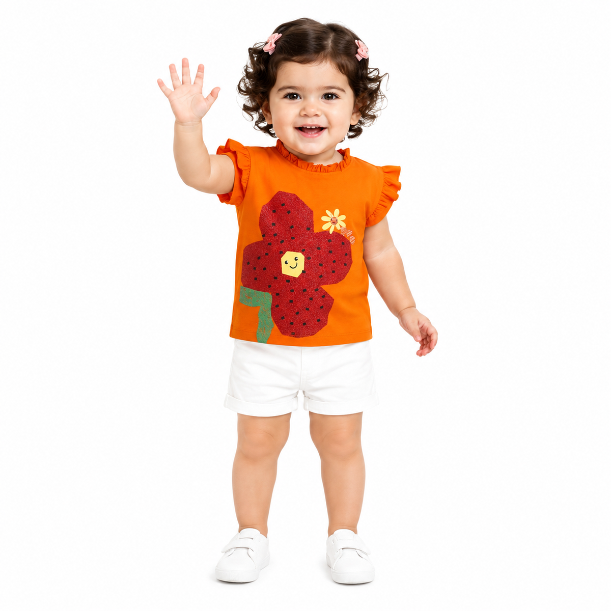 Baby Girls Orange Cotton Knit Top Casual Wear