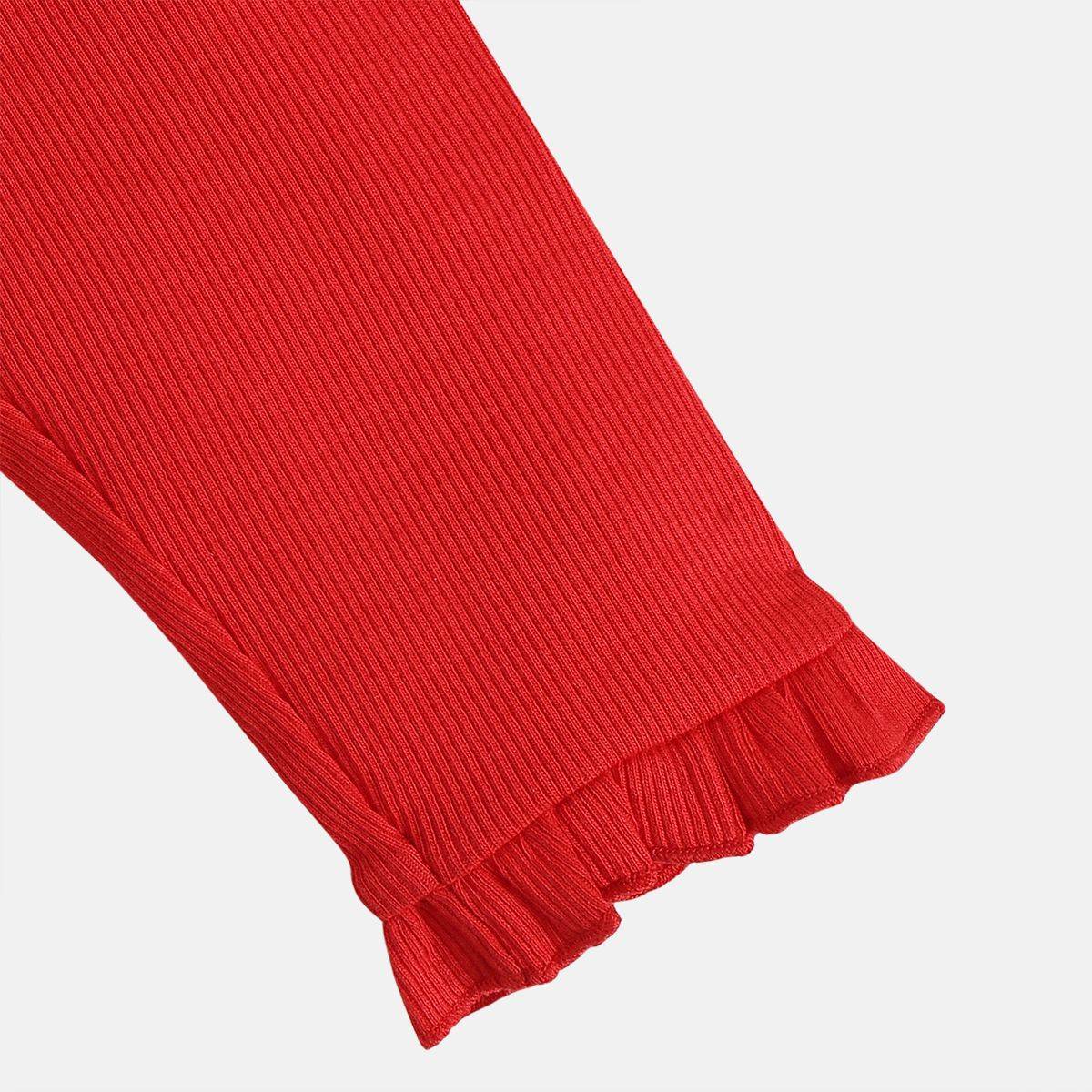 Girls Red Adjustable Elastic Full Length Leggings