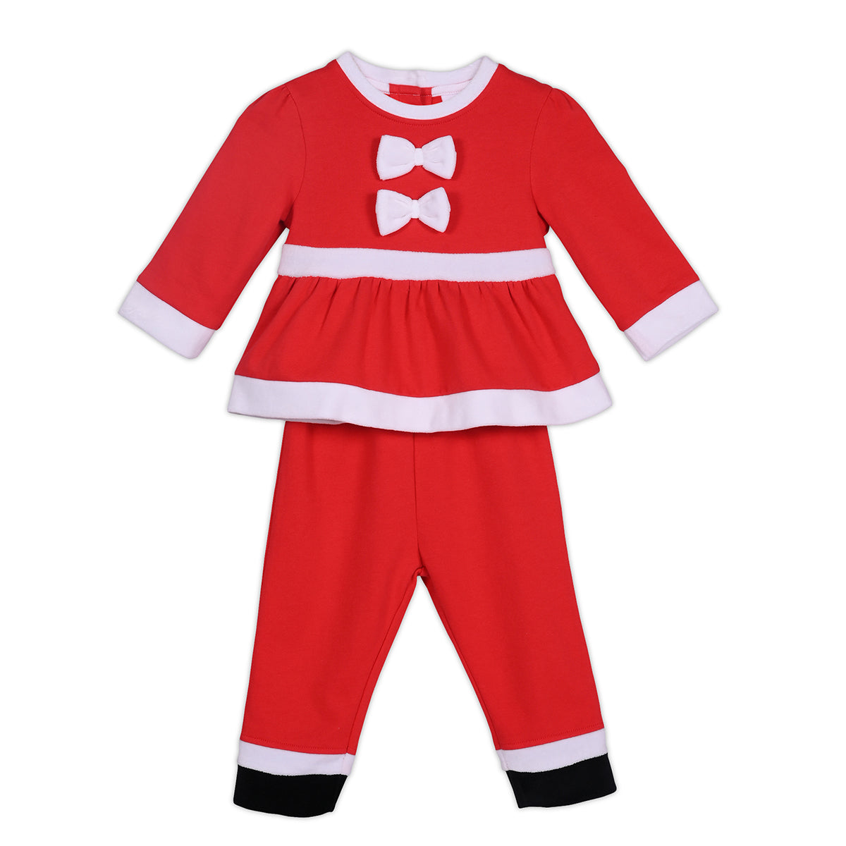 Girls Cotton Full Sleeves Solid Clothing Set - Red