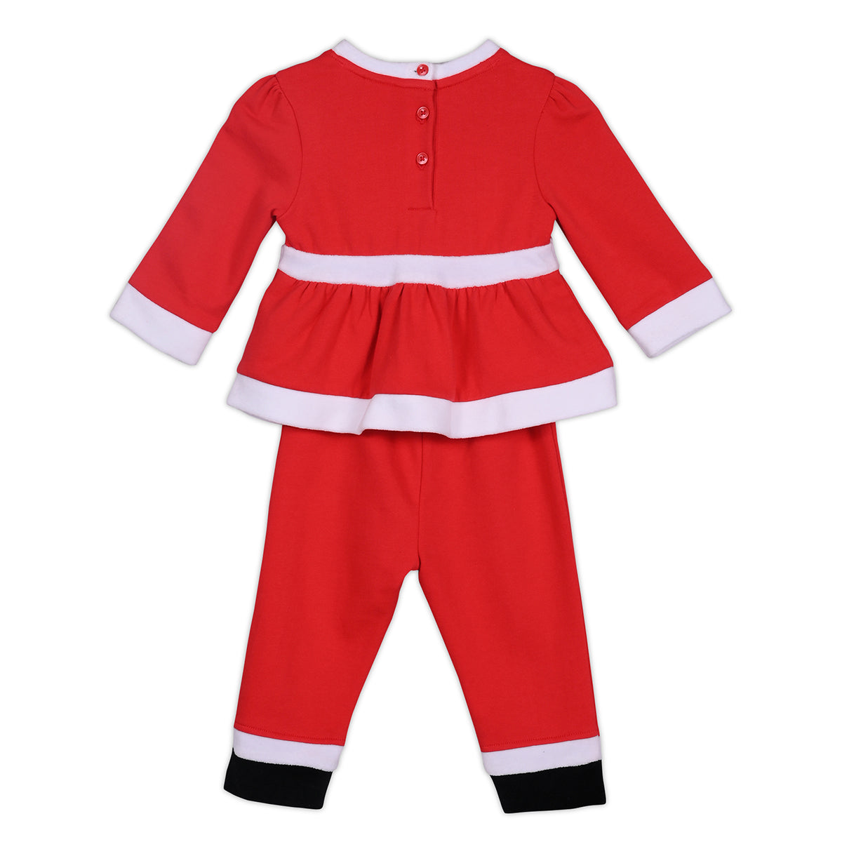 Girls Cotton Full Sleeves Solid Clothing Set - Red