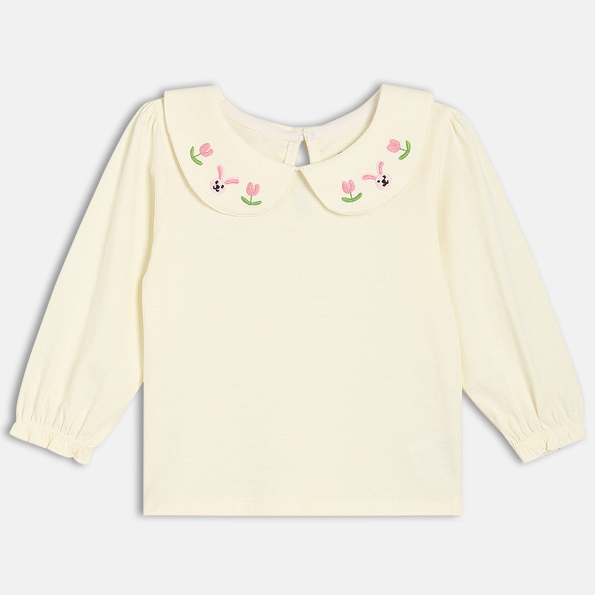 Girls Cotton Full Sleeves Solid Pinny Set - Peach