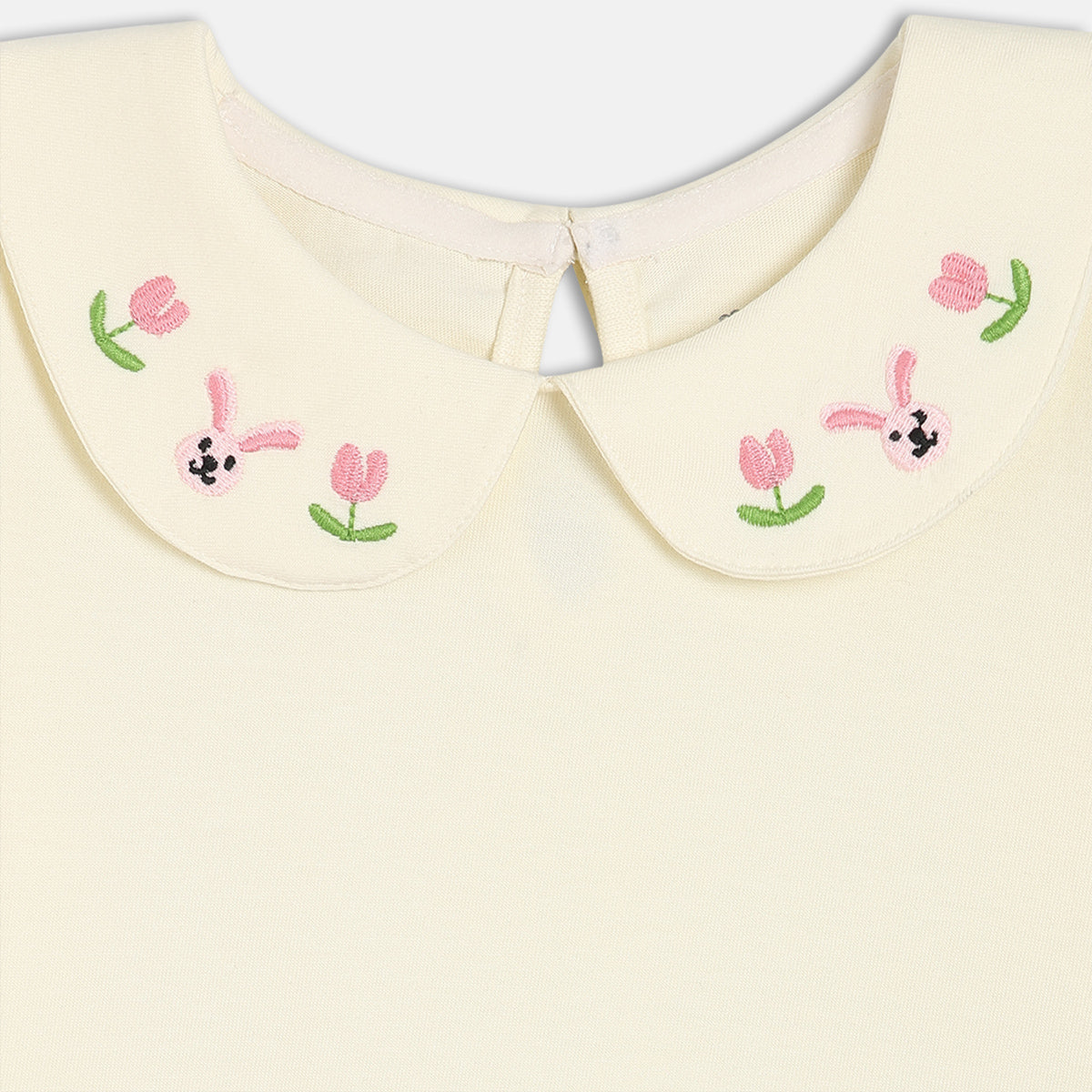 Girls Cotton Full Sleeves Solid Pinny Set - Peach