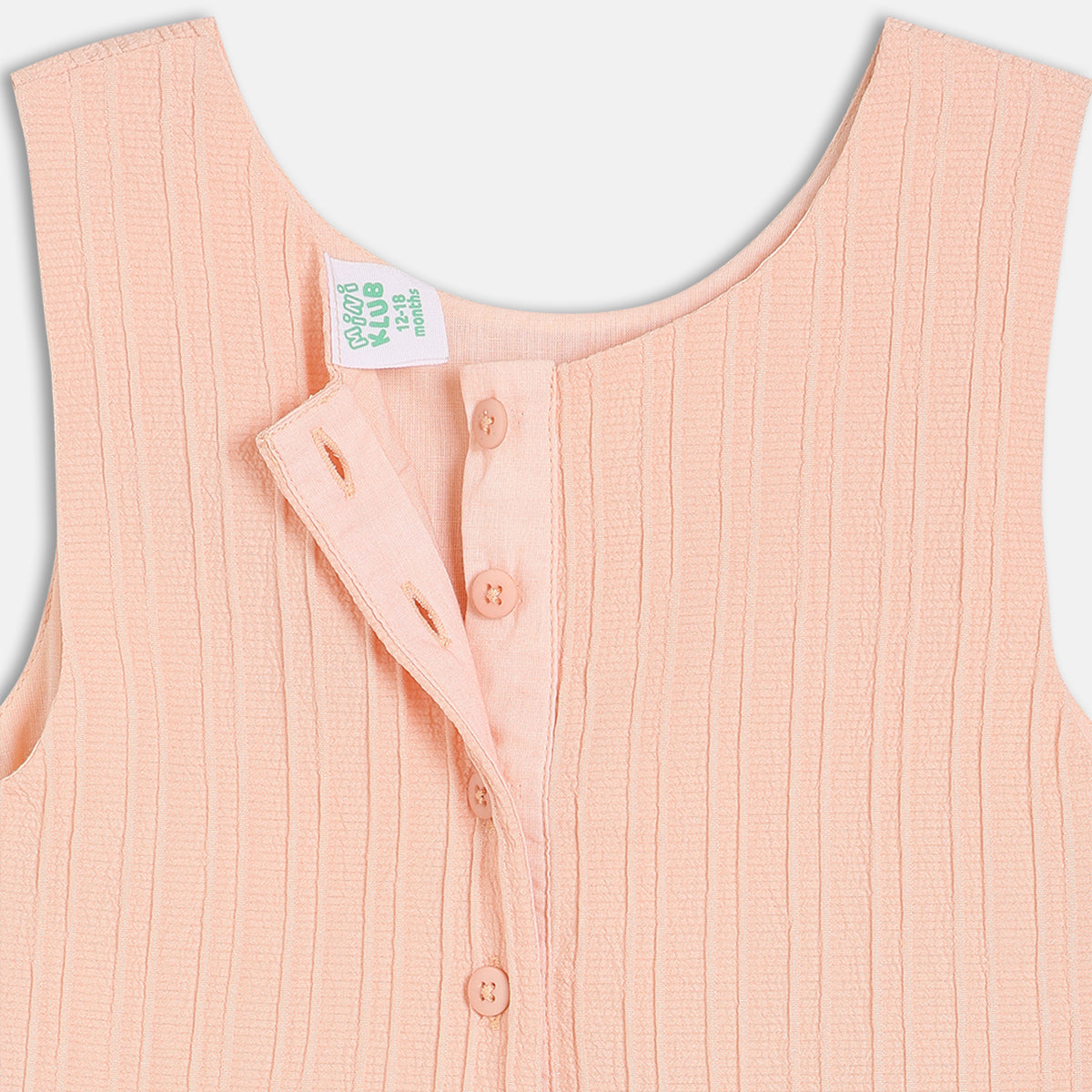 Girls Cotton Full Sleeves Solid Pinny Set - Peach