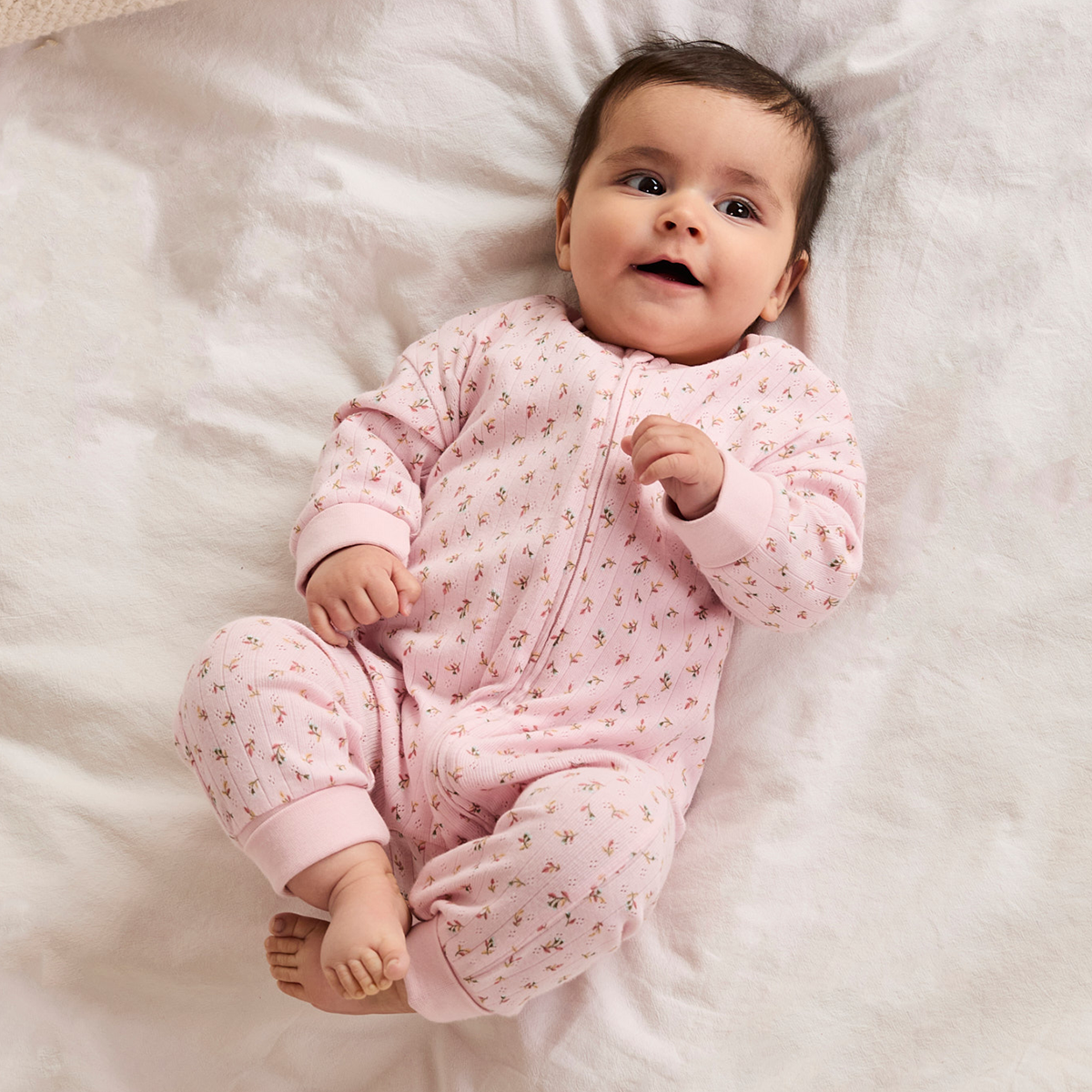 Baby Girls Floral Printed Romper, Pink