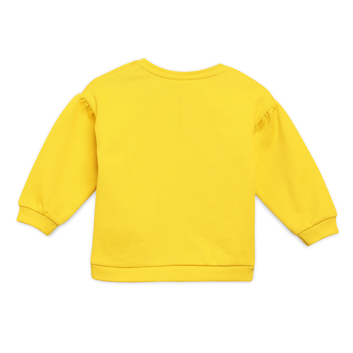 Girls Cotton Full Sleeves Applique Sweatshirt - Yellow