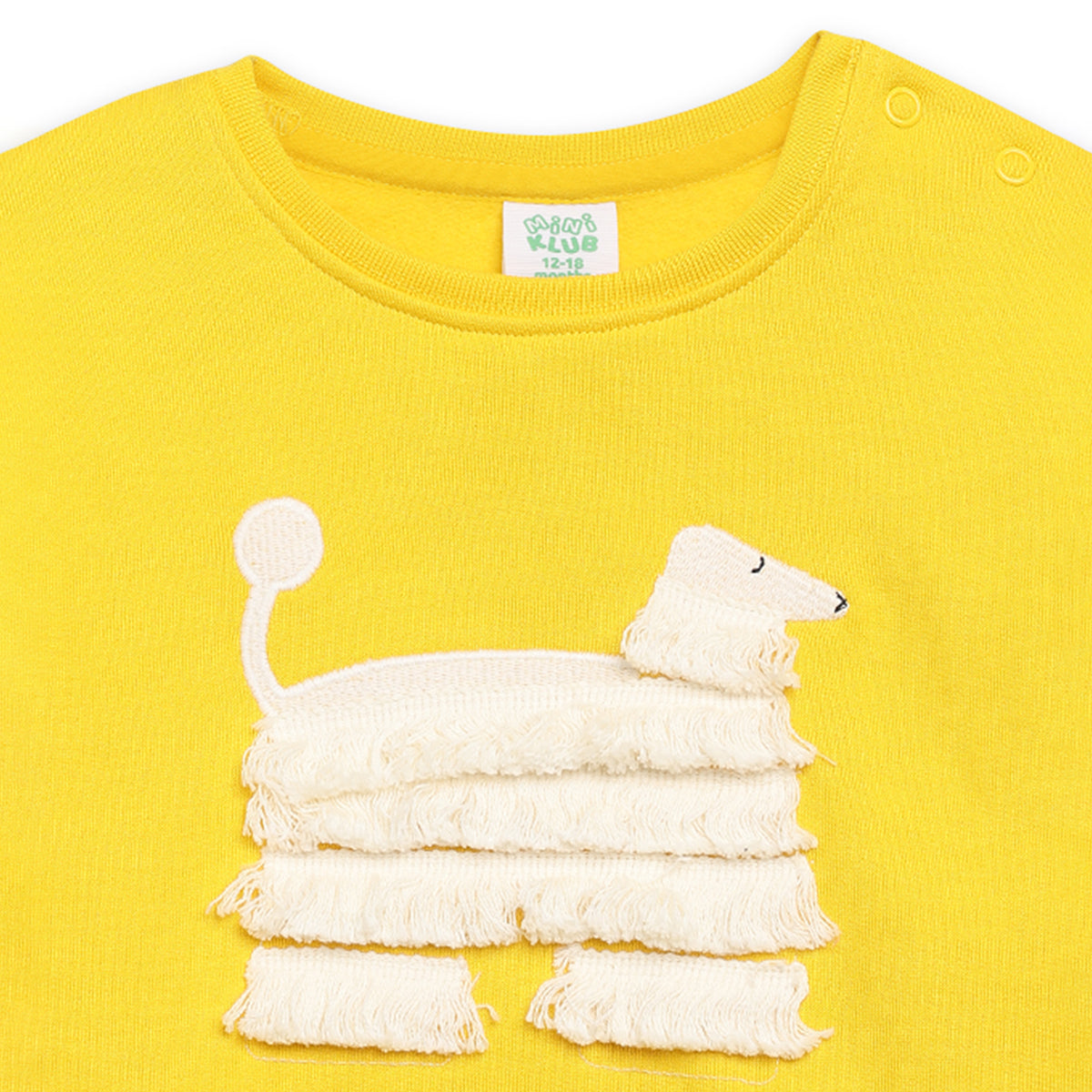 Girls Cotton Full Sleeves Applique Sweatshirt - Yellow